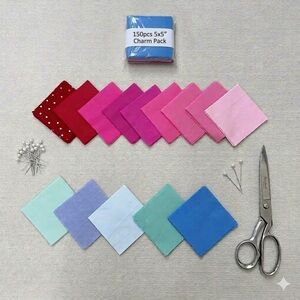 rainbow solid pre cut charm pack 5" squares fabric quilt scrap cotton 150 pcs